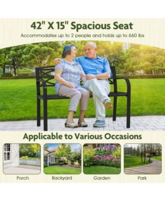 Steel Frame Outdoor Patio Bench 19-Inch