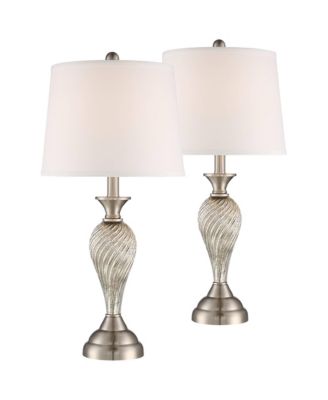 Arden 25" High Twist Column Traditional Table Lamps Set of 2 WiFi Smart Socket Silver Mercury Glass Living Room