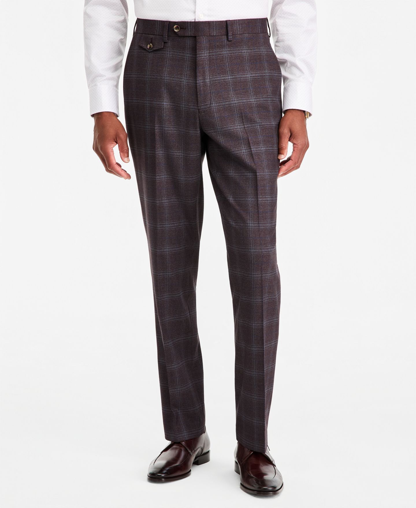 Мужские брюки Tayion Collection Classic-Fit Burgundy Plaid Suit Separate, цвет: Бордовый — фото 3