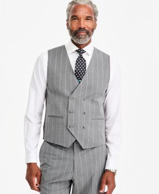 Men's Classic-Fit Gray Pinstripe Suit Separate Vest