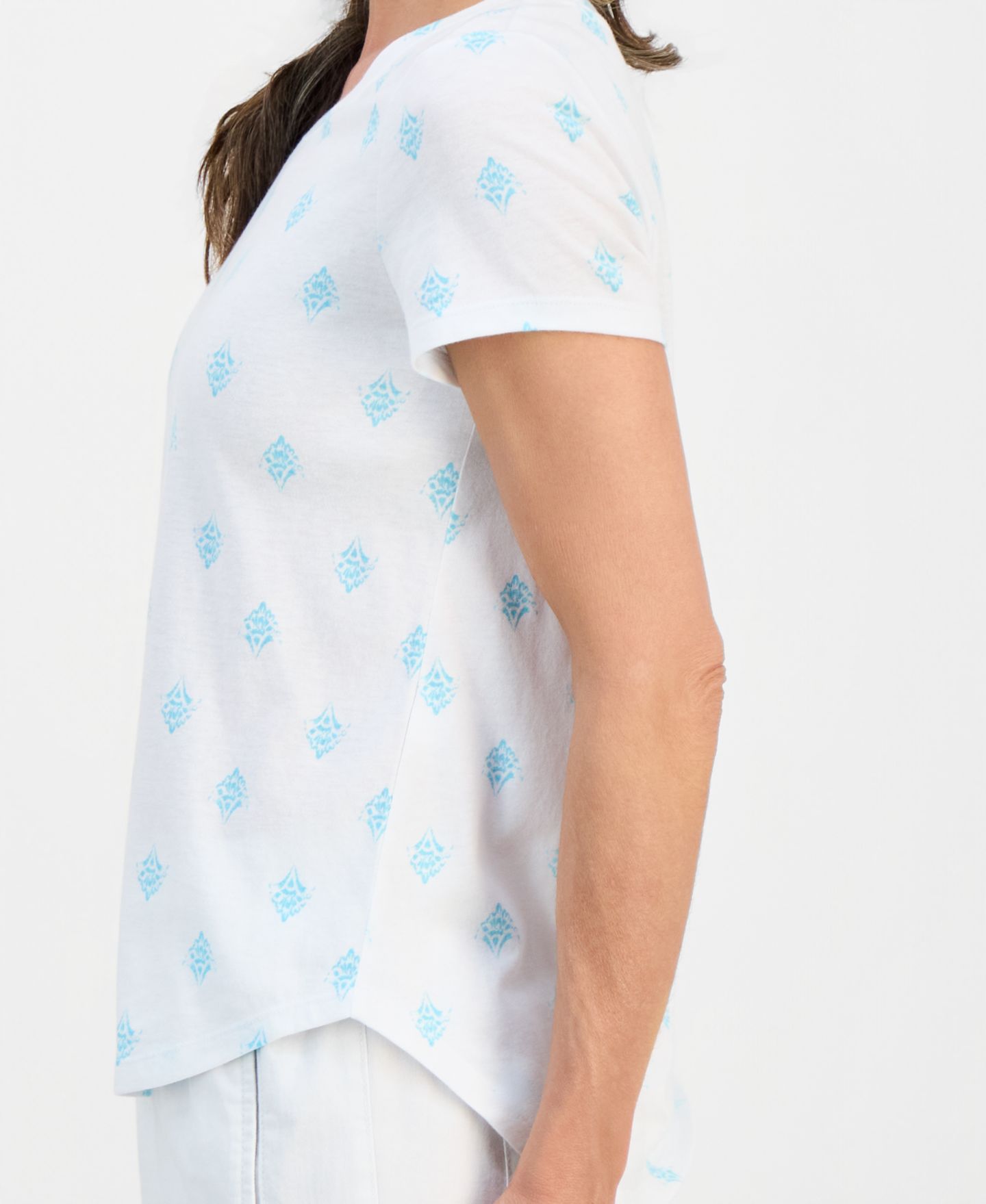 Женская футболка Style & Co Printed Short-Sleeve Crewneck, цвет: Яркий белый — фото 2