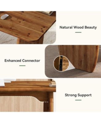 63-Inch Solid Wood Executive Desk, Large Office Computer Desk with Sturdy Wooden Legs, Farmhouse Writing Table