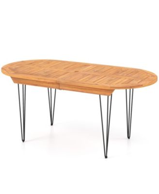 71 Patio Dining Table 6 Person Large Oval Table  Teak Wood Tabletop