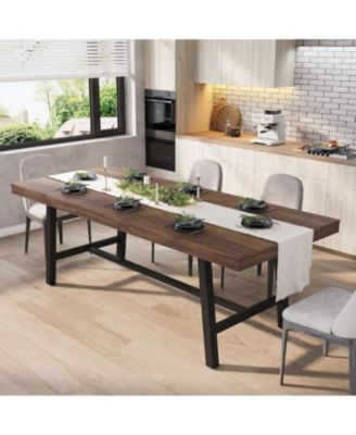 63-83" Extendable Dining Table, Industrial Rectangular Dining Room Table for 6-8 People, Expandable Kitchen Table with Heavy Duty Metal Frame