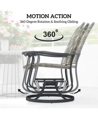 Outdoor Glider Chair Set Wicker Swivel Patio Glider