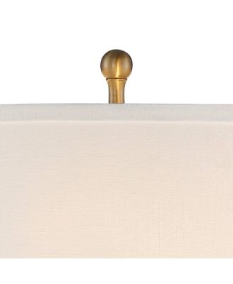 Rolland Traditional Table Lamp with Round Riser Antique Brass Crystal Drum Shade for Bedroom Living Room