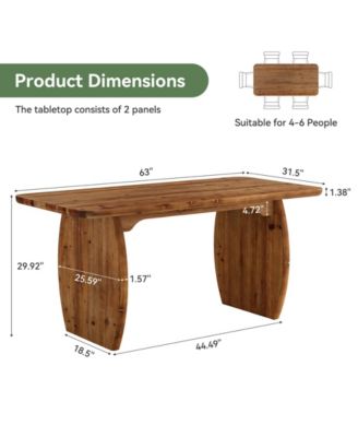 Finmind Solid Wood Dining Table for 4-6 People, Farmhouse Kitchen Table with Sturdy Wooden Legs