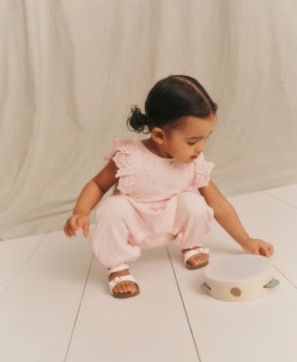 Baby Girls' Flutter Sleeve Eyelet Jumpsuit