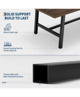 Industrial Dining Table for 4-6 People, 63" Long Large Kitchen Table with Sturdy Metal Frame, Rectangular Counter.