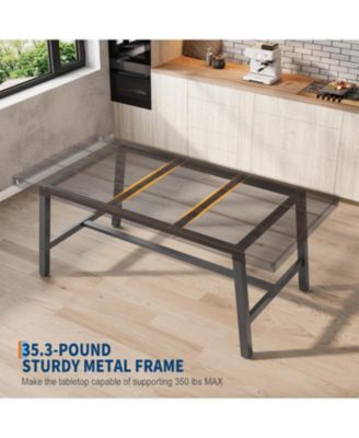 Industrial Dining Table for 4-6 People, 63" Long Large Kitchen Table with Sturdy Metal Frame, Rectangular Counter