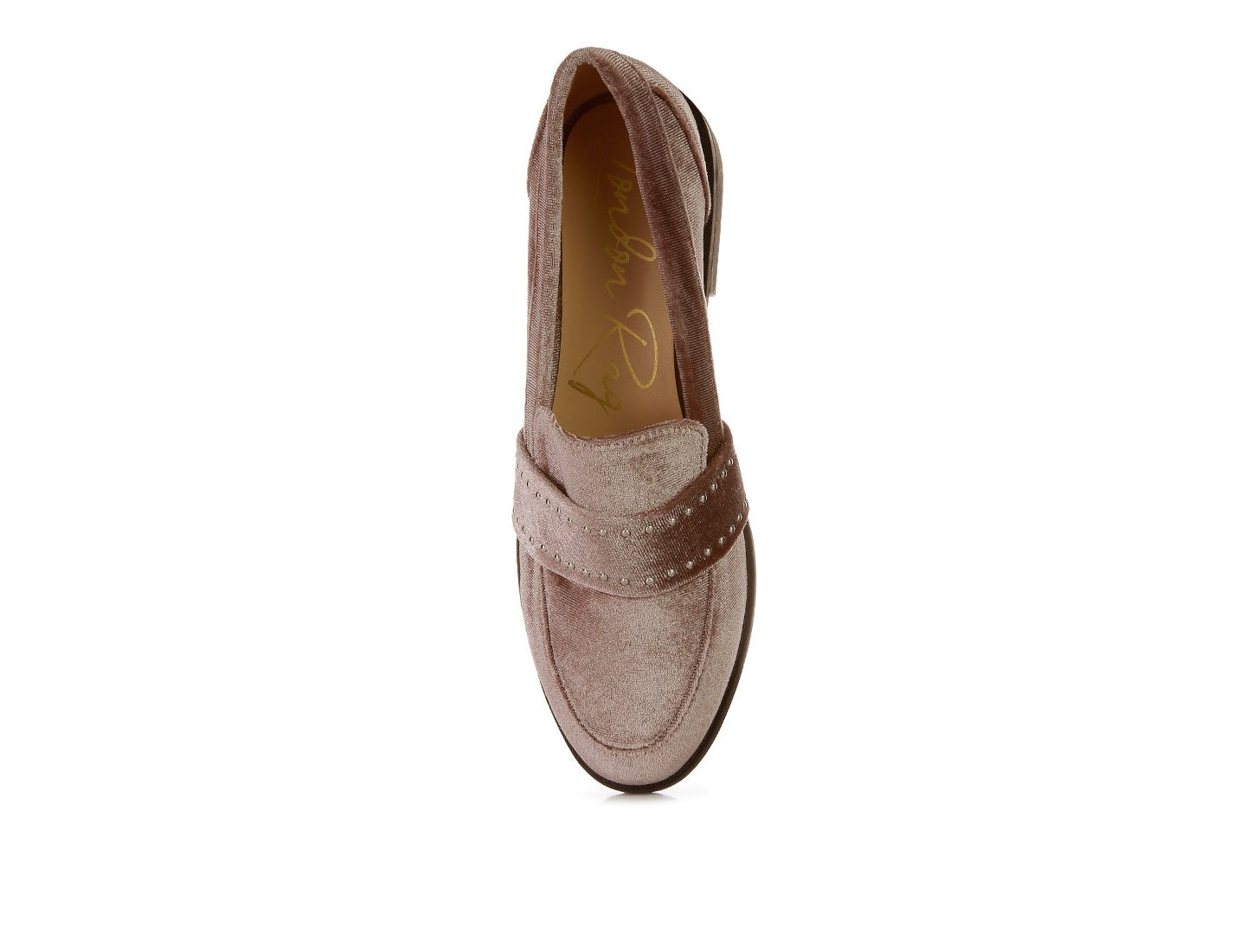 Женские туфли London Rag Walkin Stud Detail Velvet, цвет: Бежевый / Хаки — фото 6