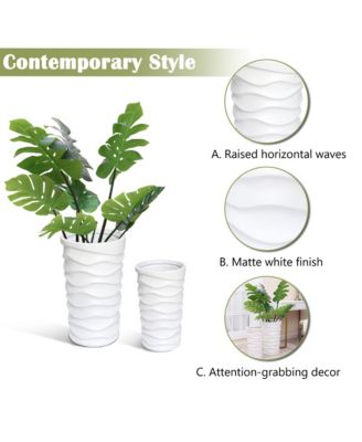 Set of 2 Waves Tall Round MgO Planters
