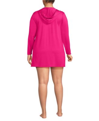 Plus Size SunShade UPF 50 Hooded Mini Swim Swim Cover-Up Dress