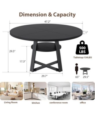 Round Dining Table for 4-6, 47.2 in Farmhouse Kitchen Table with Storage, Circle Dinner Tables for Kitchen, Dining Room, Living Room
