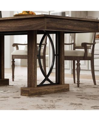 71-Inch Wooden Kitchen Table with Two Drawers, Large Dining Table for 6-8 w/Large Tabletop and Sturdy Frame, Rectangular Dining Table