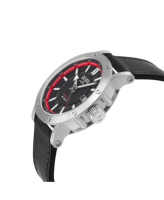 Men's Flat Iron Swiss Automatic Black Leather Strap Watch