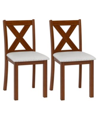 Wooden Dining Chair Set of 2 w/Acacia Wood Legs Padded Seat Curved Back