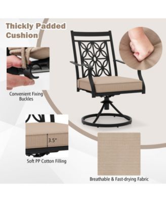 Patio Metal Swivel Chairs Set of 2 Fabric Bistro Rocker Chairs w/ Curved Armrests