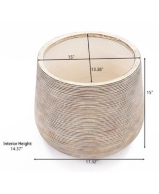 LuxenHome Distressed Tan MgO Tapered Round Planter