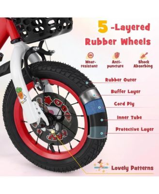 12 Inch Kids Bike Adjustable with Storage Basket and Double Brake for 3-4 Years Old