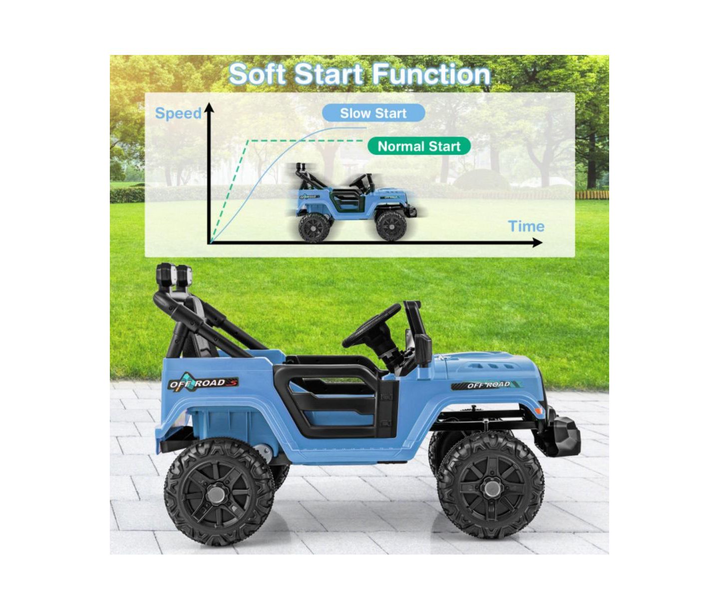 Детская игрушка HONGGE 12V Kids Ride-On Truck with Remote Control and Treaded Wheels, Ages 3-6, цвет: Тёмно-синий — фото 6