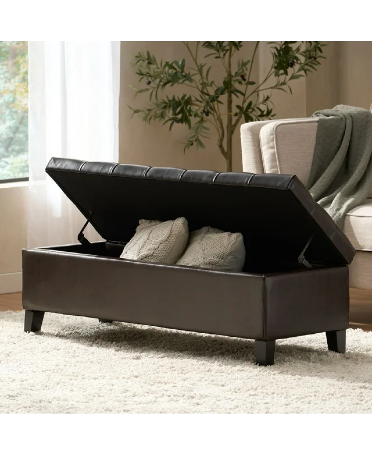 Rainsken Pu Storage Ottoman Bench