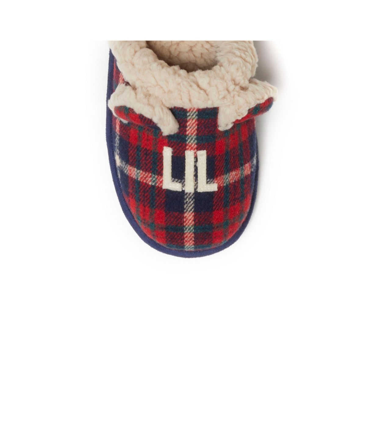 Dearfoams Kids Lil Bear Plaid Scuff House Slipper