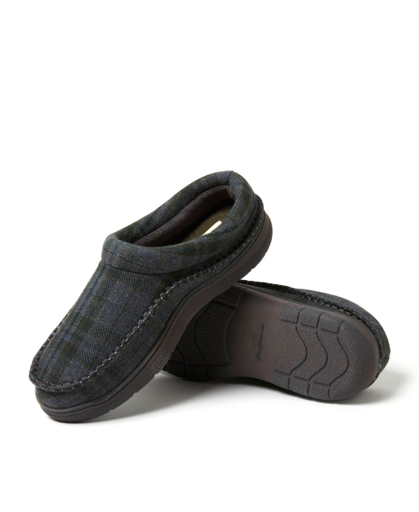 Мужские сабо Dearfoams Thompson Plaid Moccasin Toe Clog House Shoe Slipper, цвет: Синий — фото 8