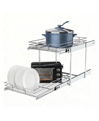 2-Tier Metal Pullout Cabinet Organizer, Chrome