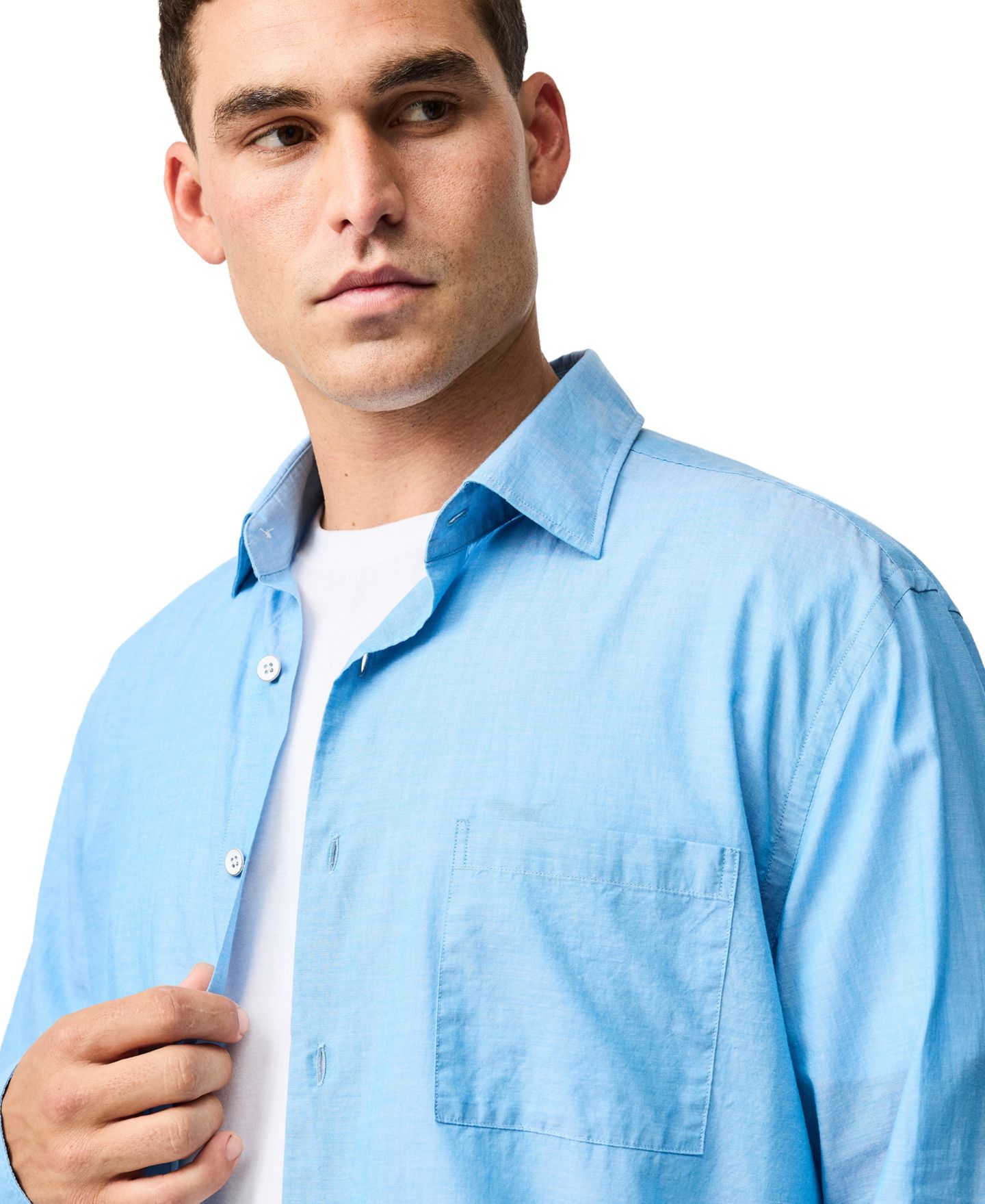 Мужская рубашка Rodd & Gunn Parsons Hill Weekend Fit Cotton, цвет: Небесно-голубой — фото 6