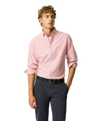Men's Oxford Long Sleeve Sports Fit Cotton Shirt