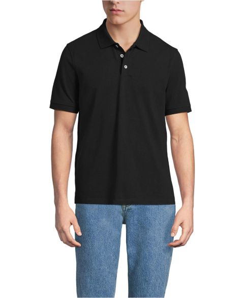 Мужское поло Lands' End Short Sleeve Performance Mesh Pique Polo, цвет: Чёрный