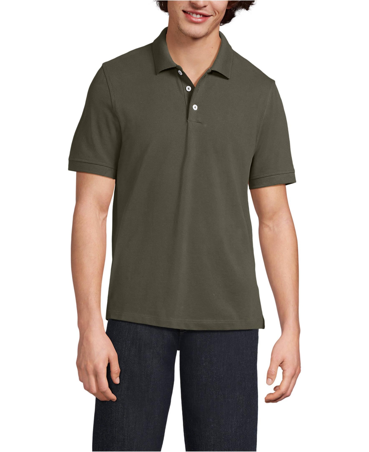 Lands' End Men's Short Sleeve Performance Mesh Pique Polo