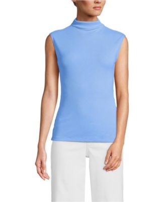 Women's Cap Sleeve Drapey Rib Fitted Funnel Neck Tank