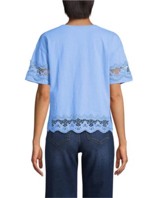 Women's Short Sleeve Slub Jersey Cutwork T-Shirt