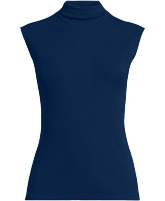 Women's Cap Sleeve Drapey Rib Fitted Funnel Neck Tank