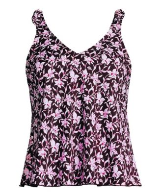 Women's D-Cup Tie Shoulder Flutter Tankini Top