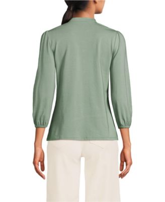 Women's Lightweight Jersey Button Pintuck Top