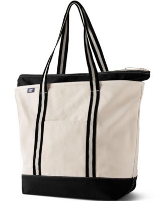 Large 5 Pocket Zip Top Long Handle Canvas Tote Bag