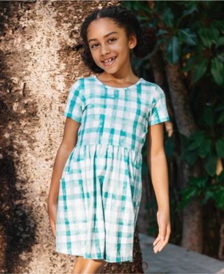 Girls Short Sleeve Gathered Waist Jersey Dress