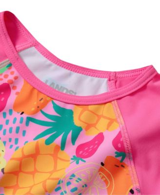 Girls Slim Chlorine Resistant Long Sleeve Rash Guard Bikini 3 Piece Swimsuit Set