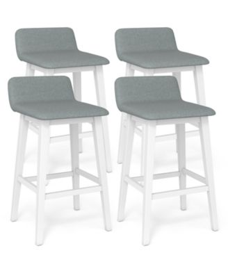2PCS 29'' Upholstered Barstools w/ Low Back Footrest and Wood Legs for Kitchen