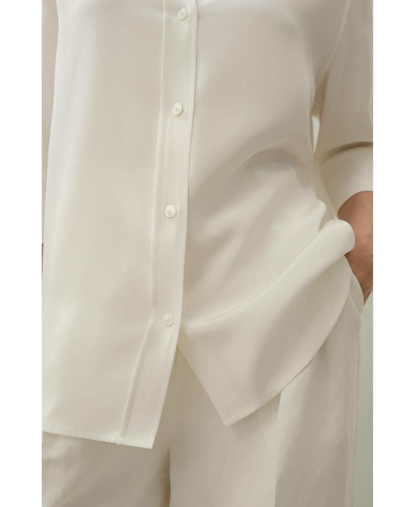 Женская рубашка LILYSILK Heavy Silk Crepe Relaxed Half-Sleeve — фото 5