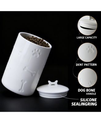 Ceramic Pet Treat Jar Airtight Large Food Storage Farmhouse Style with Lid