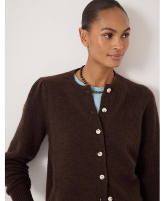 Women's Wool Blend Gathered Shoulder Cardigan