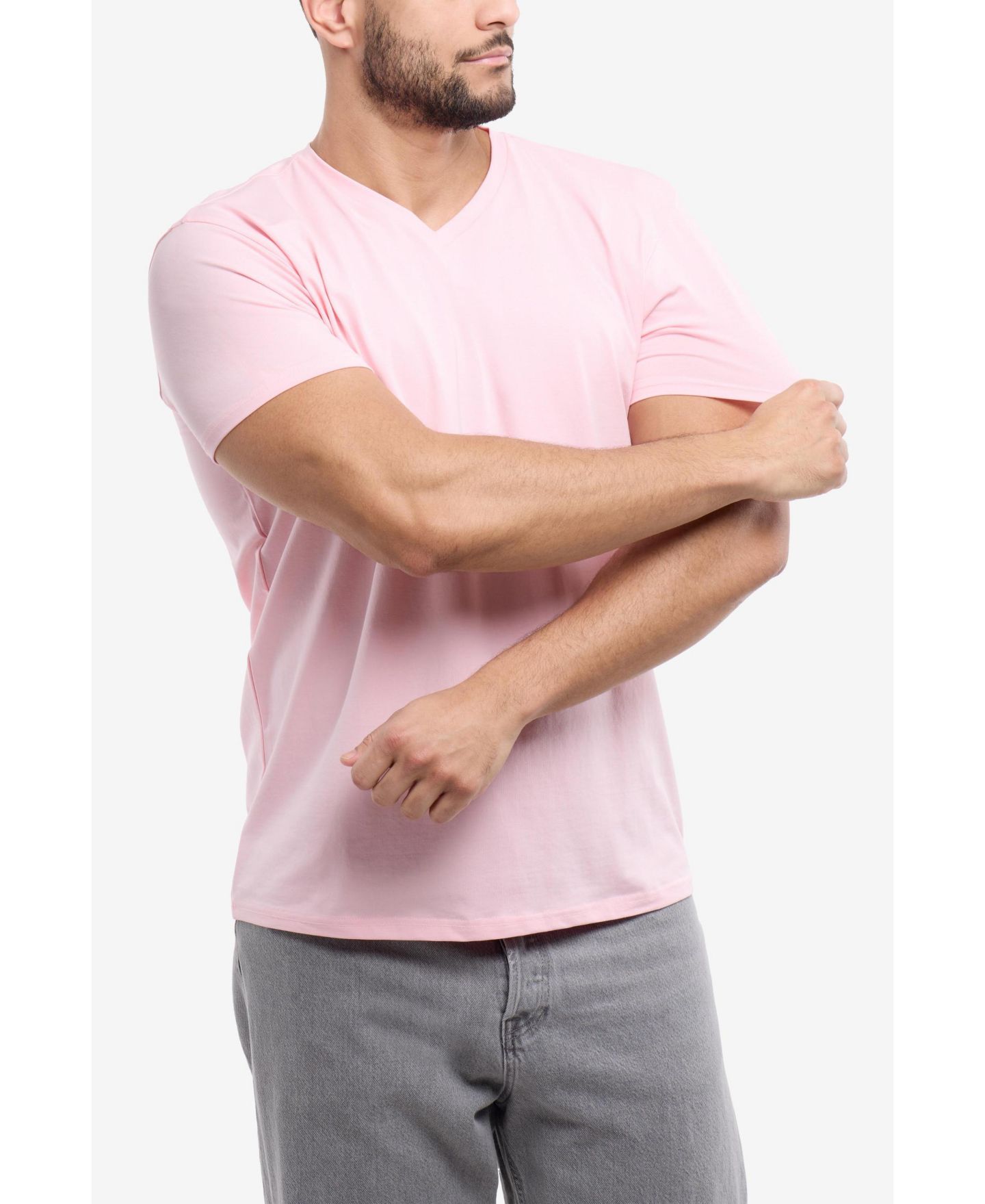 Мужская футболка XRAY Basic V-Neck Short Sleeve, цвет: Розовый — фото 3