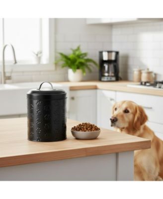 Puppy Paws Metal Food Canister 104oz Pet Food Storage Tight Lid Durable Large Capacity Countertop Safe Handwash