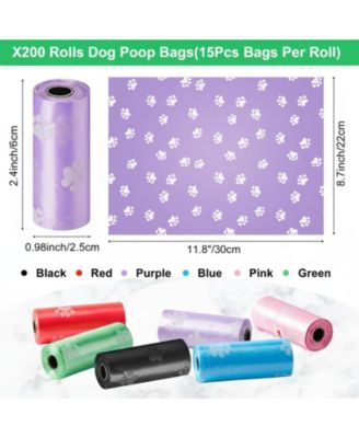3000 Counts 200 Rolls Dog Poop Bags Plastic Waste Bags Disposable Paw Print