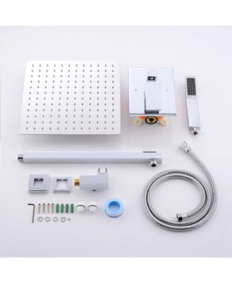 Bathroom Luxury Rain Mixer Combo Set Wall Mounted Rainfall Shower Head System Polished Chrome, Contain Faucet Rough-in Valve Body and Trim