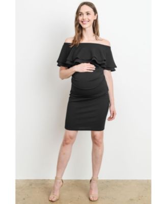 Maternity Off-the-Shoulder Bodycon Ruched Mini Dress